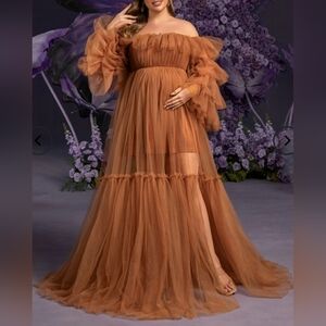 Faeriesty Rust Tulle Maternity Gown | 2XL | NWT